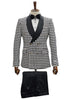 Double Breasted Tuxedo Suit - Slim fitted Suit - Black and White Suit - Shawl Collar