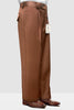 Men's Designer Wool Pleated Wide Leg Dress Pants in Copper