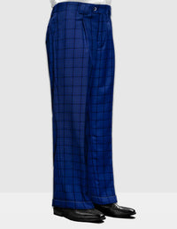 Statement Clothing | Wide Leg Plaid Pants Sapphire