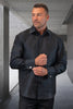 Men's Fancy Long Sleeve Woven Paisley Dress Shirt in Black