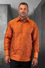 Men's Fancy Long Sleeve Woven Paisley Dress Shirt in Copper