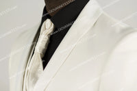 Ivory Tuxedo - Cream Wedding Suit - Off White Groom 2 Button Lapel Suit