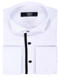 Black Stripe Detailed White Men Tuxedo Shirt