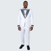 Men’s White Peak Lapel Tuxedo Set with Stones – 4 Pieces