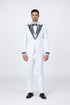 Men’s White Peak Lapel Tuxedo Set with Stones – 4 Pieces