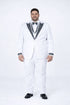 Men’s White Peak Lapel Tuxedo Set with Stones – 4 Pieces