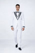 Men’s White Peak Lapel Tuxedo Set with Stones – 4 Pieces