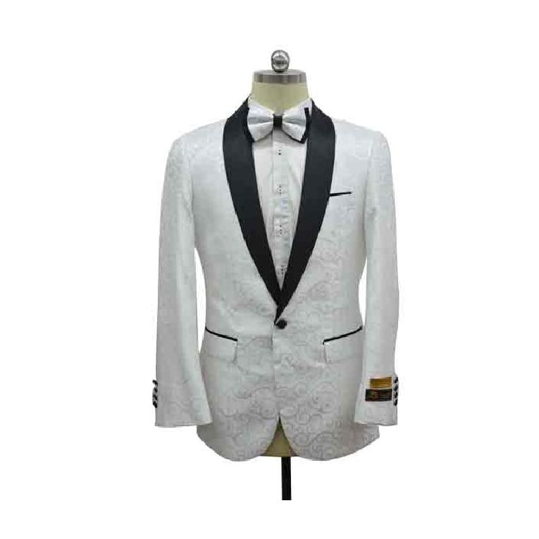 White With Black Lapel Shawl Collar Kids Sizes Fashion Tuxedo For Men Dinner Jacket With Black Pants + Shirt & Tie Perfect for toddler Suit wedding  attire outfits