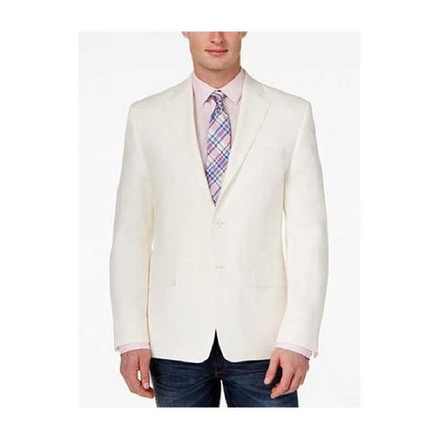 White Solid Two Button Classic Fit Sport Coat