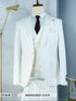Ivory and Gold Button Wedding Suit - Off White Cream Peak Lapel with Double breasted Vest