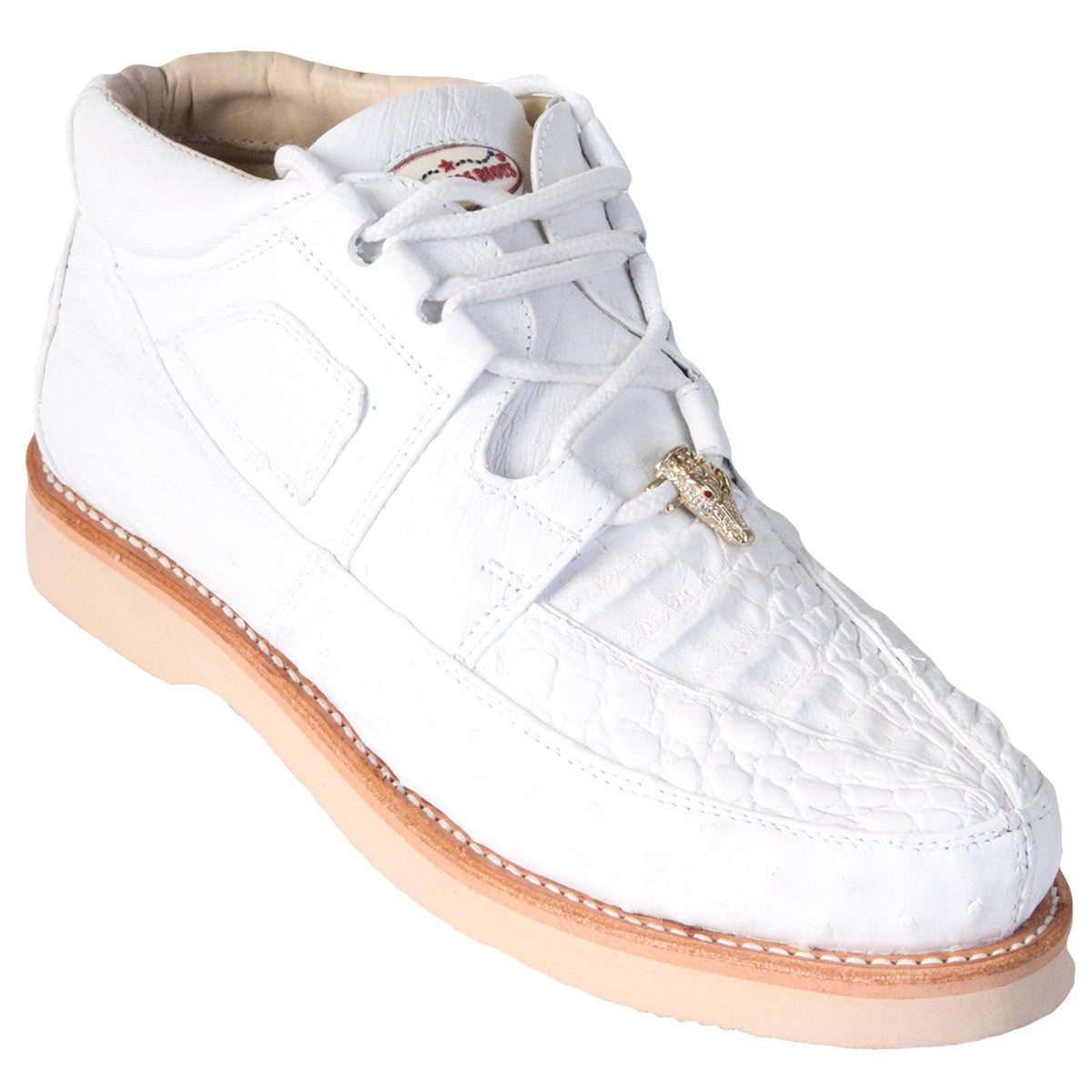 Los Altos White Ostrich Patch Work Men's Casual Sneaker main image 0