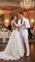 Men’s White Classic Fit 3 Button Poplin Suit, Two Piece Formal Wedding Dress Suit