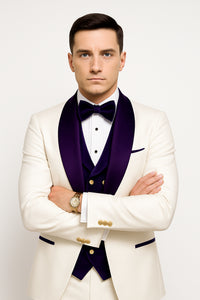 White and Purple tuxedo - Mens Wedding Suit