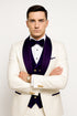 White and Purple tuxedo - Mens Wedding Suit