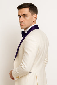 White and Purple tuxedo - Mens Wedding Suit