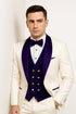 White and Purple tuxedo - Mens Wedding Suit