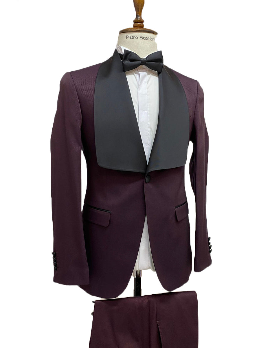 Men's Designer Wool Classic Wide Shawl Tuxedo with Double Breasted Vest in Black main image 0