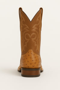 Men's Los Altos Ostrich Skin Wide Square Toe Boots - B