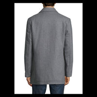 Wool-Blend Peacoat, gray overcoat Long sleeves
