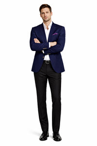 Wool Regular Fit Blazer Solid Color in Dark Navy