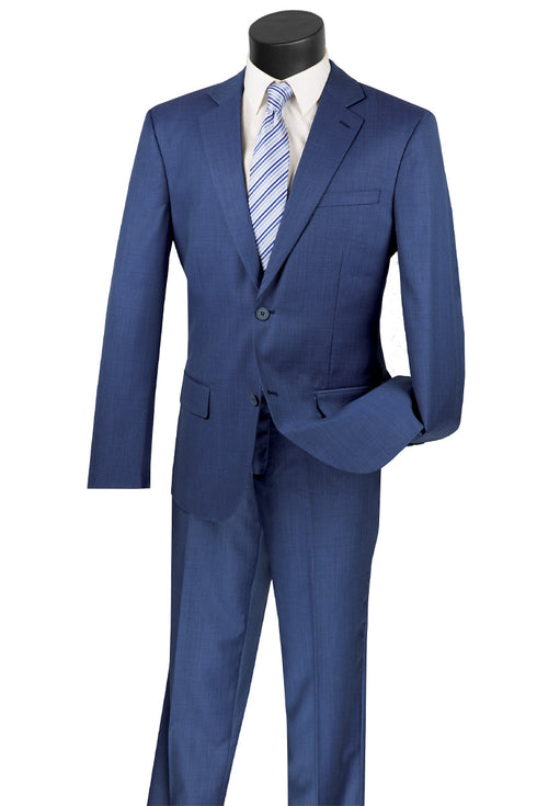Mens 2 Button Modern Fit Textured Wool Suit in Navy