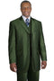 Mens 3 Button Tonal Sharkskin Peak Lapel Vested Fashion Suit in Olive