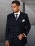 Men’s Navy Gangster Pinstripe Suit with 2 Button Jacket, Double Breasted Vest and Pants