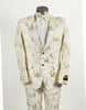 Mens 2 Button White with Gold Foil Floral Paisley Prom and Wedding Tuxedo