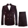 Men’s Rossi Man Zeus Dark Brown Velvet Double Breasted Tuxedo Suit, Formal Wedding Prom Dinner Suit Set