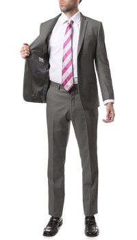 Mens ZNL22S 2pc 2 Button Slim Fit Grey Zonettie Suit
