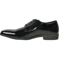 Bravo Mens Shiny Patent Plain Toe Tuxedo Dress Shoe in Black
