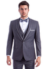 Mens Gray Tuxedo - Grey Wedding Suit-Mens One Button Peak Wedding Tuxedo With Satin Trim In Grey