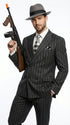 Mens Black Pinstripe AI Capone Suit – Vintage 1920s Gangster Style Three Piece Formal Suit