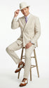 Mens Ivory Off White Double Breasted AI Capone Suit – Classic 1920s Vintage Gangster Style Formal Suit
