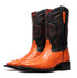 Marco Di Milano Alabama Orange Ostrich Quill Square Toe Cowboy Boots