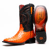 Marco Di Milano Alabama Orange Ostrich Quill Square Toe Cowboy Boots