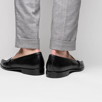 Zelli Alba Calfskin Spectator Penny Loafers in Black and White