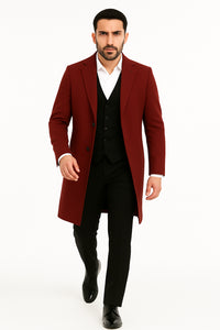 Alberto Nardoni Dark Burgundy Wool Overcoat / Topcoat