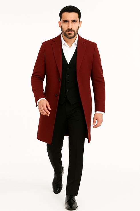 Alberto Nardoni Dark Burgundy Wool Overcoat / Topcoat