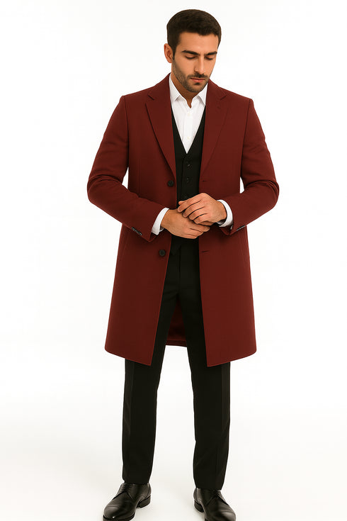 Alberto Nardoni Dark Burgundy Wool Overcoat / Topcoat