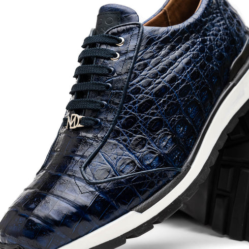 Marco Di Milano Alonzo Navy Genuine Caiman Crocodile Casual Sneakers