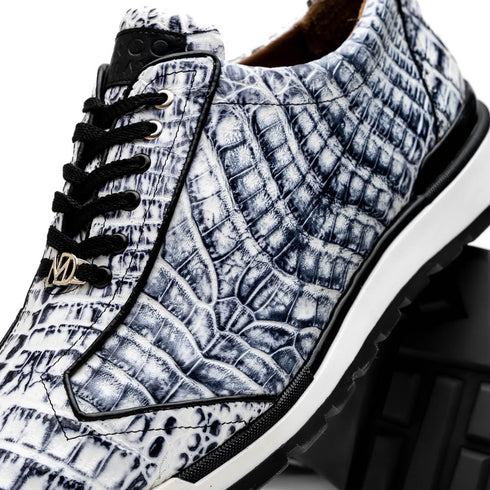 Marco Di Milano Alonzo Newspaper Genuine Caiman Crocodile Casual Sneakers