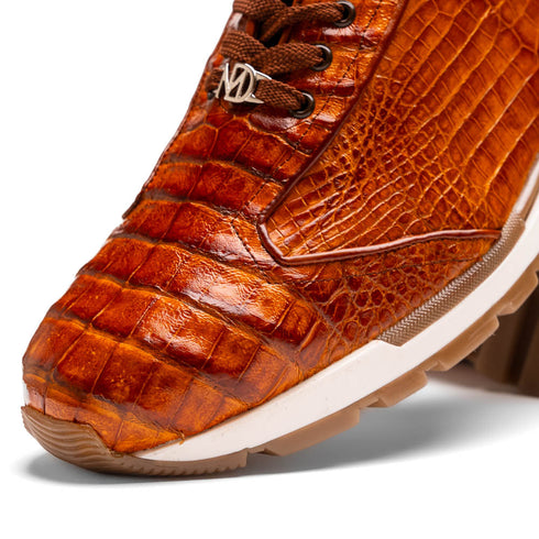 Marco Di Milano Alonzo Cognac Genuine Caiman Crocodile Casual Sneakers