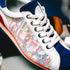 Zelli Alpha Blue Calfskin Sneakers with Sueded and Print Details