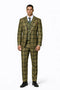 Statement Men’s 3-Piece Plaid Wool Suit – 100% Wool Modern Fit with Wide Peak Lapel