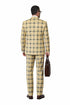 Statement Men’s 3-Piece Plaid Wool Suit – 100% Wool Modern Fit with Wide Peak Lapel