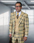 Statement Men’s 3-Piece Plaid Wool Suit – 100% Wool Modern Fit with Wide Peak Lapel