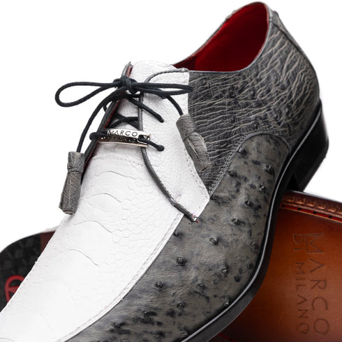 Marco Di Milano Andretti White / Grey Ostrich Leg Shoes