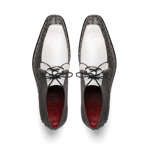 Marco Di Milano Andretti White / Grey Ostrich Leg Shoes