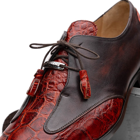 Marco Di Milano Anzio Cognac Alligator & Calfskin Derby
